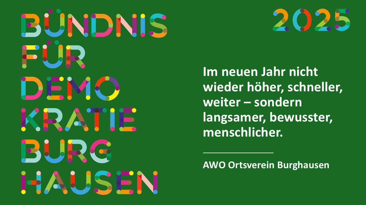 Im neuen Jahr nicht wieder höher, schneller, weiter - sondern langsamer, bewusster, menschlicher. Im neuen Jahr nicht wieder höher, schneller, weiter sondern langsamer, bewusster, menschlicher